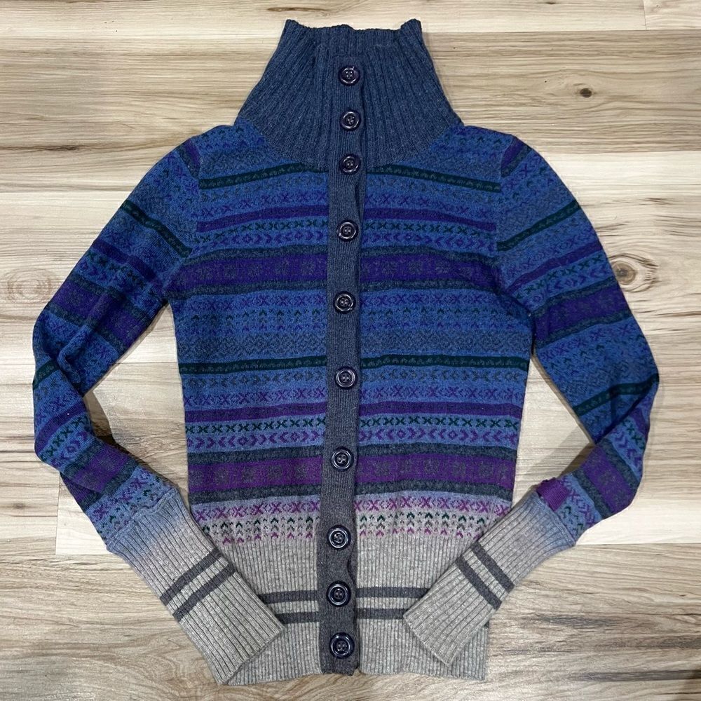 Replay Wool Ombre Button Down Turtleneck Sweater Women’s XS